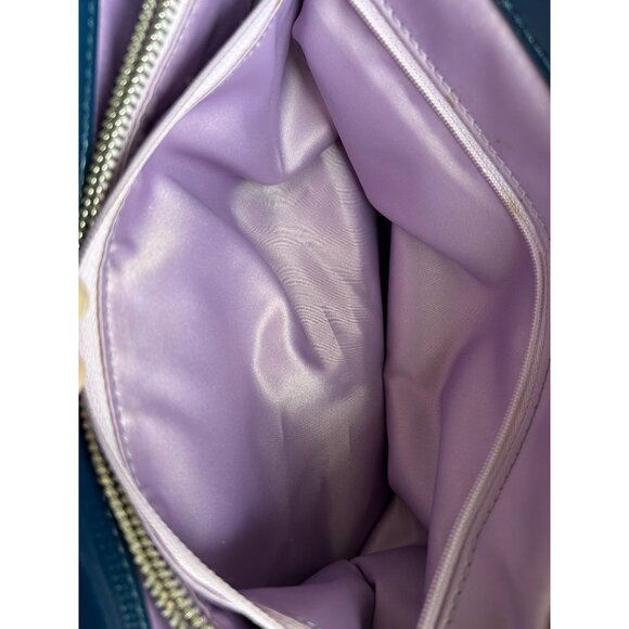 Coach Blue Patent Leather Tote Bag With Silver Turnlock & Keychain Charm - Picture 12 of 16